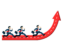 Бизнесмен бежит по стрелке вверх к успеху