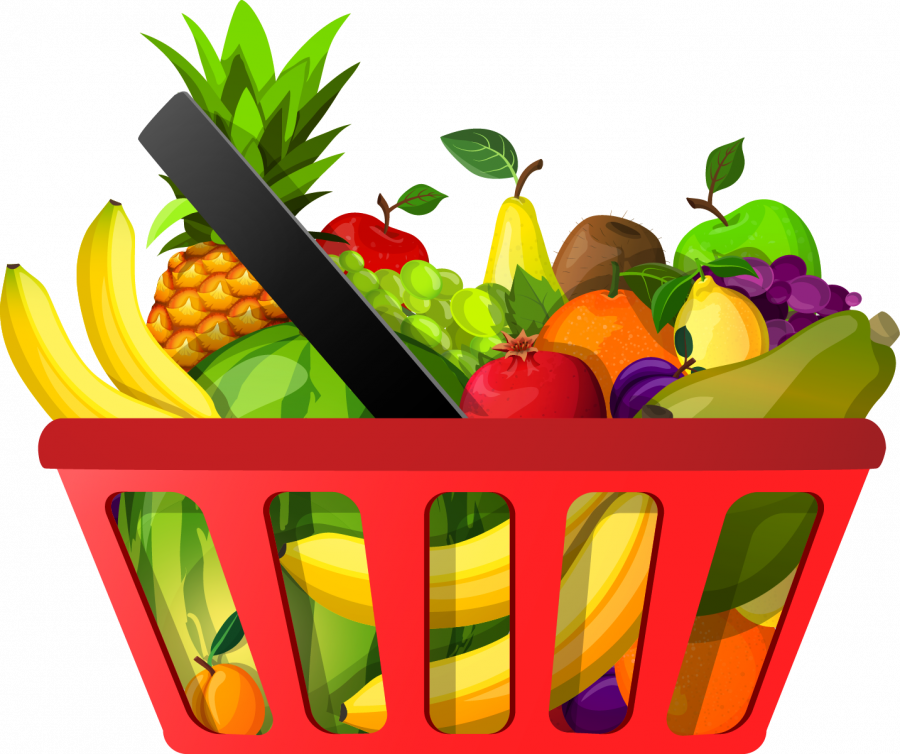 Корзина с фруктами - фрукты, продукты, корзина, еда