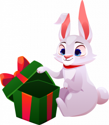 Кролик с подарком - рождество, подарки, новый год, кролик