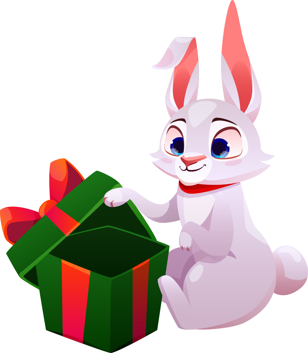 Кролик с подарком - рождество, подарки, новый год, кролик