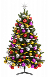 Новогодняя ёлка с разноцветными шарами - праздники, новый год, зима, ёлка