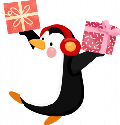 Пингвин с подарками - подарки, пингвин, новый год